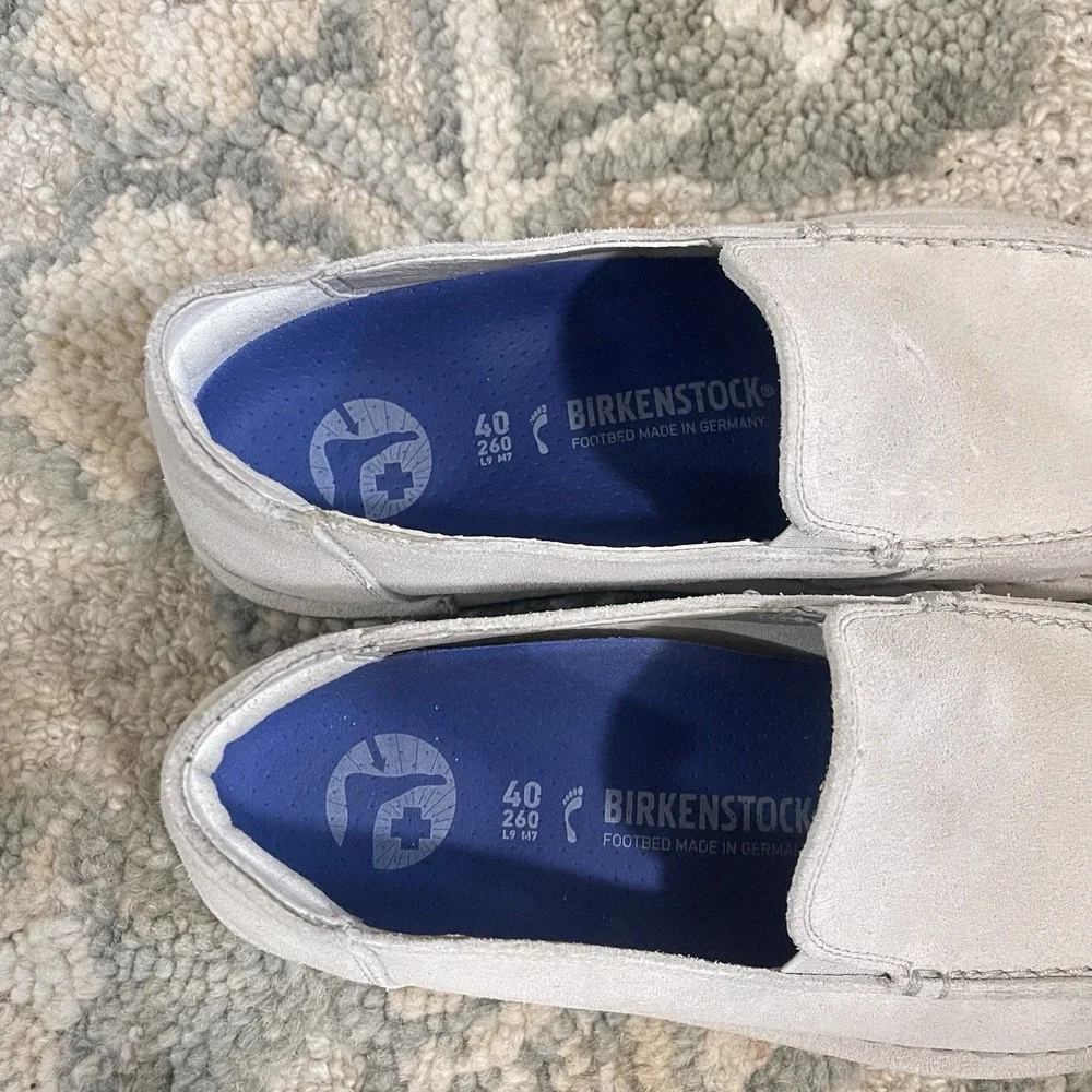 Birkenstock Utti Unisex EU 40 Slip On Loafer Suede Leather Moccasin Off White